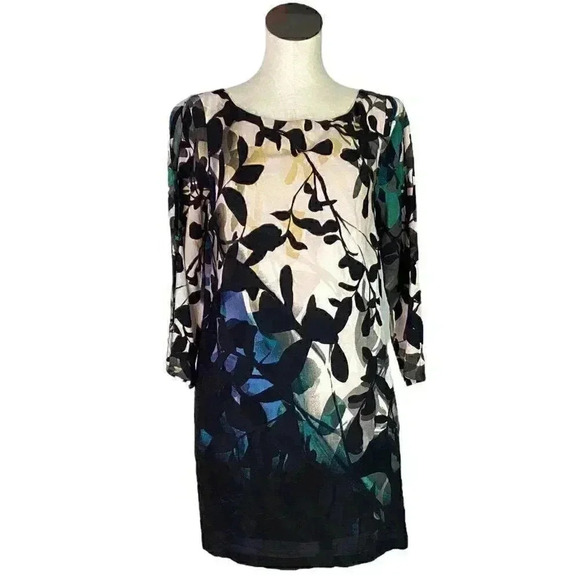 Anthropologie Maeve Womens S Shaded Garden Floral Dress Multicolor Split Sleeve - Picture 1 of 14